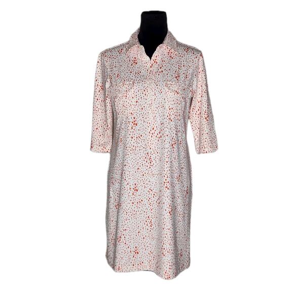Persifor Dresses & Skirts - Persifor Shirt Dress M White Red Speckled Print Collared Button Front Pockets US